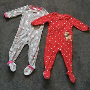 2 Pairs Christmas Footie Pajamas